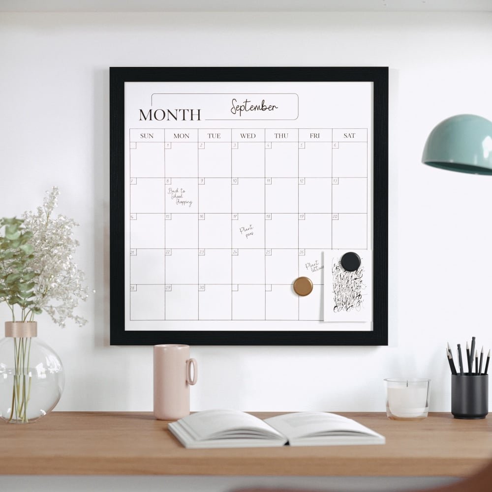 Martha Stewart Everette Magnetic Monthly Calendar Dry-Erase Board, 18in x 18in, Black Wood Grain MPN:BRPMMWP4545BK