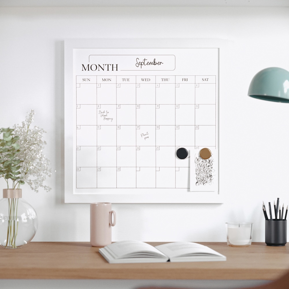 Martha Stewart Everette Magnetic Monthly Calendar Dry-Erase Board, 18in x 18in, White Wood Grain MPN:BRPMMWP4545WT