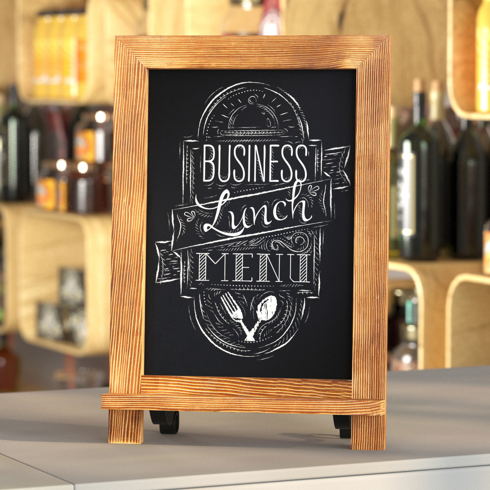 Flash Furniture Canterbury Tabletop Magnetic Chalkboard Sign With Metal Scrolled Legs, 9-1/2in x 14in, Torched Brown MPN:HFKHDGDIS122315