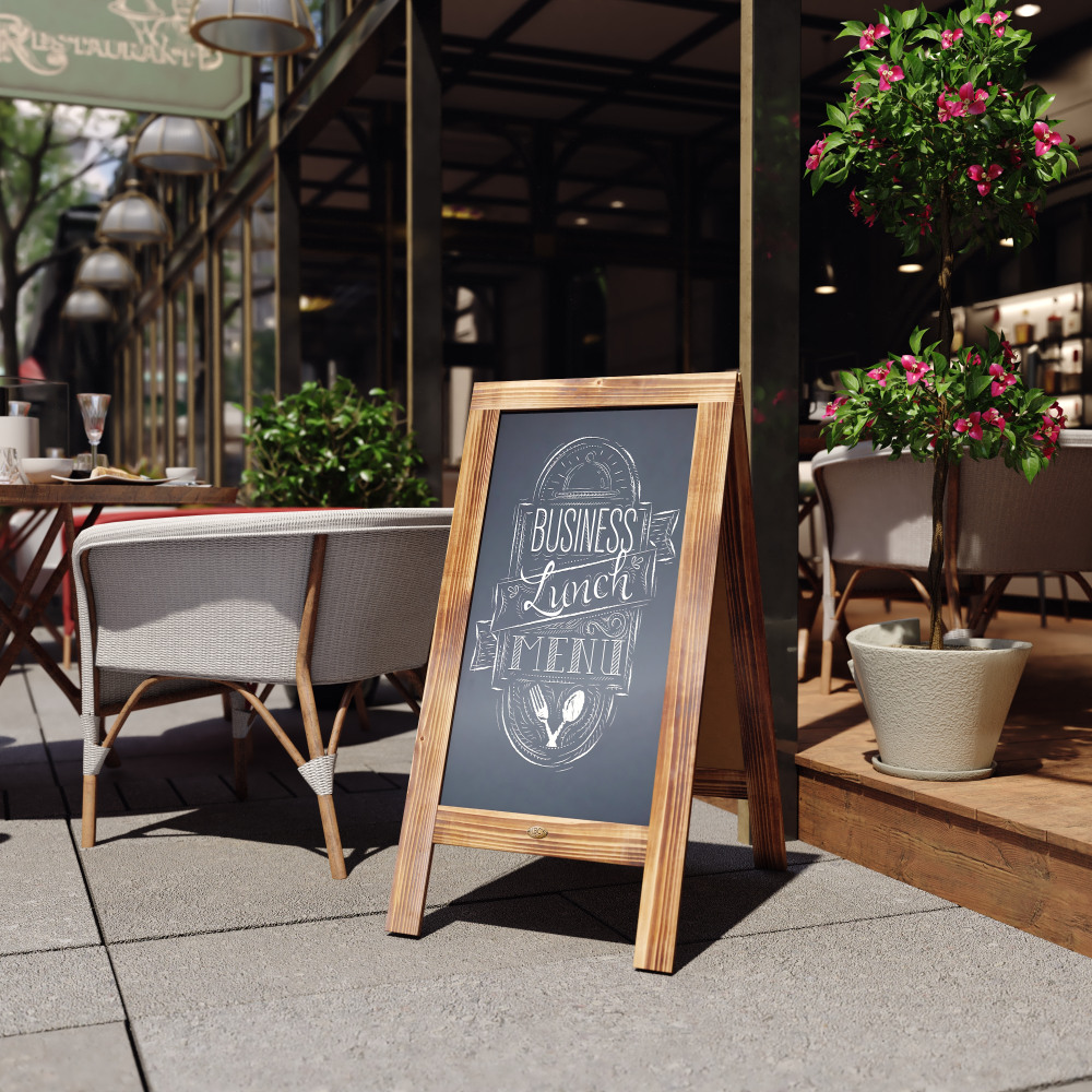 Flash Furniture Canterbury Wooden Indoor/Outdoor A-Frame Magnetic Chalkboard Sign Set, 20in x 40in, Rustic Brown MPN:HGWAGD1I942315