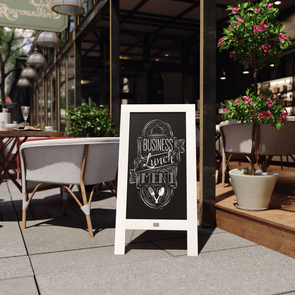 Flash Furniture Canterbury Wooden Indoor/Outdoor A-Frame Magnetic Chalkboard Sign Set, 20in x 40in, Solid White MPN:HGWAGDI754315