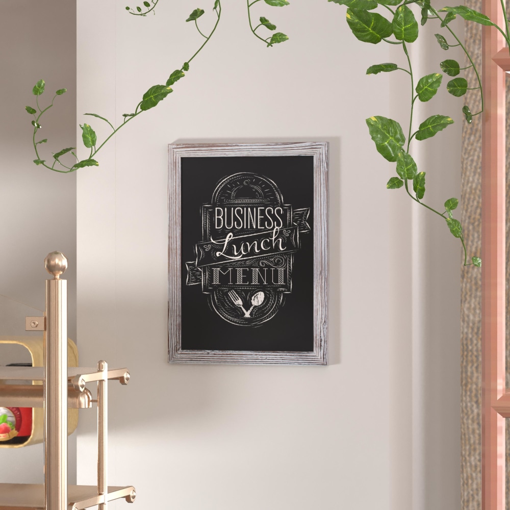 Flash Furniture Canterbury Wall Mount Magnetic Chalkboard Sign, 18in x 24in, White-Washed MPN:HGWAGDIS752315