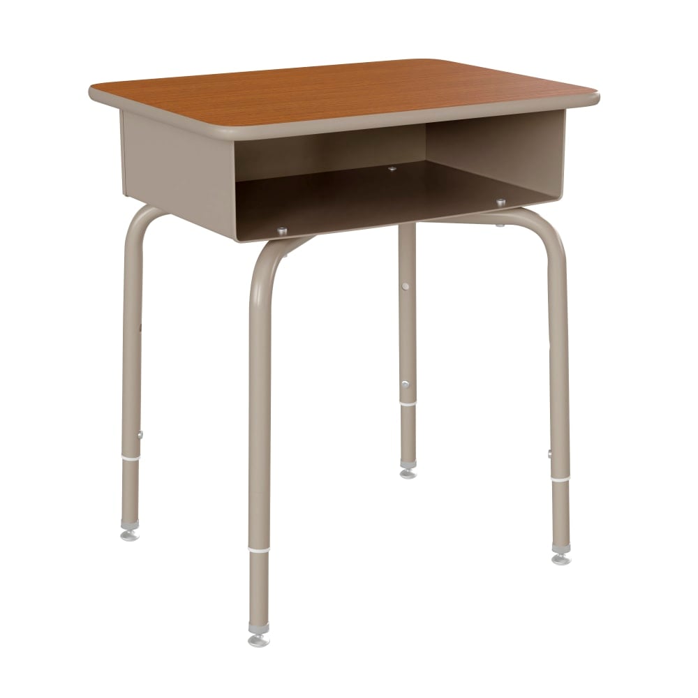 Flash Furniture Student Desk with Open Front Metal Book Box, Walnut Top/Silver Frame MPN:FDDESKGYWAL
