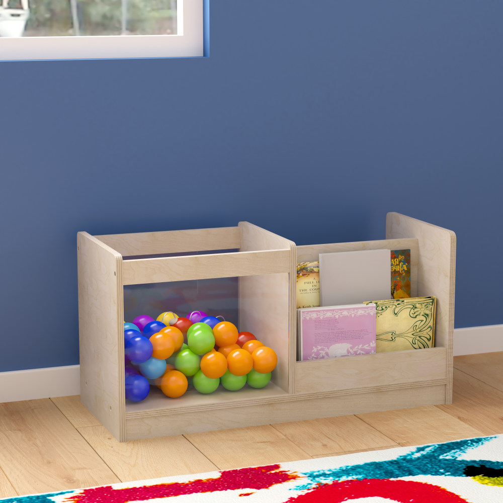 Flash Furniture Bright Beginnings Commercial-Grade Modular Double-Sided Tiered Wooden Classroom Book Display Shelf, Beech - MKKE20789 MPN:MKKE20789