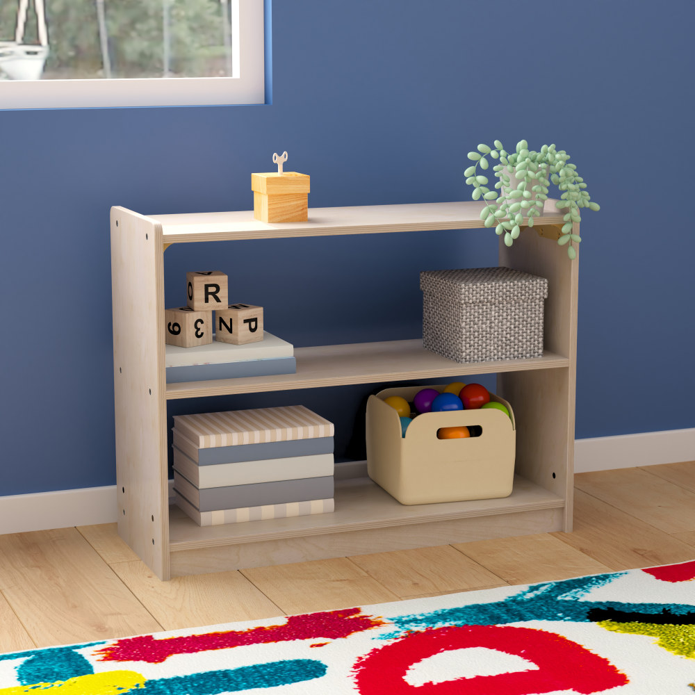 Flash Furniture Bright Beginnings Commercial Wooden Classroom Open Storage Unit, 24-1/2inH x 31-1/2inW x 11-3/4inD, Beech MPN:MKKE23919