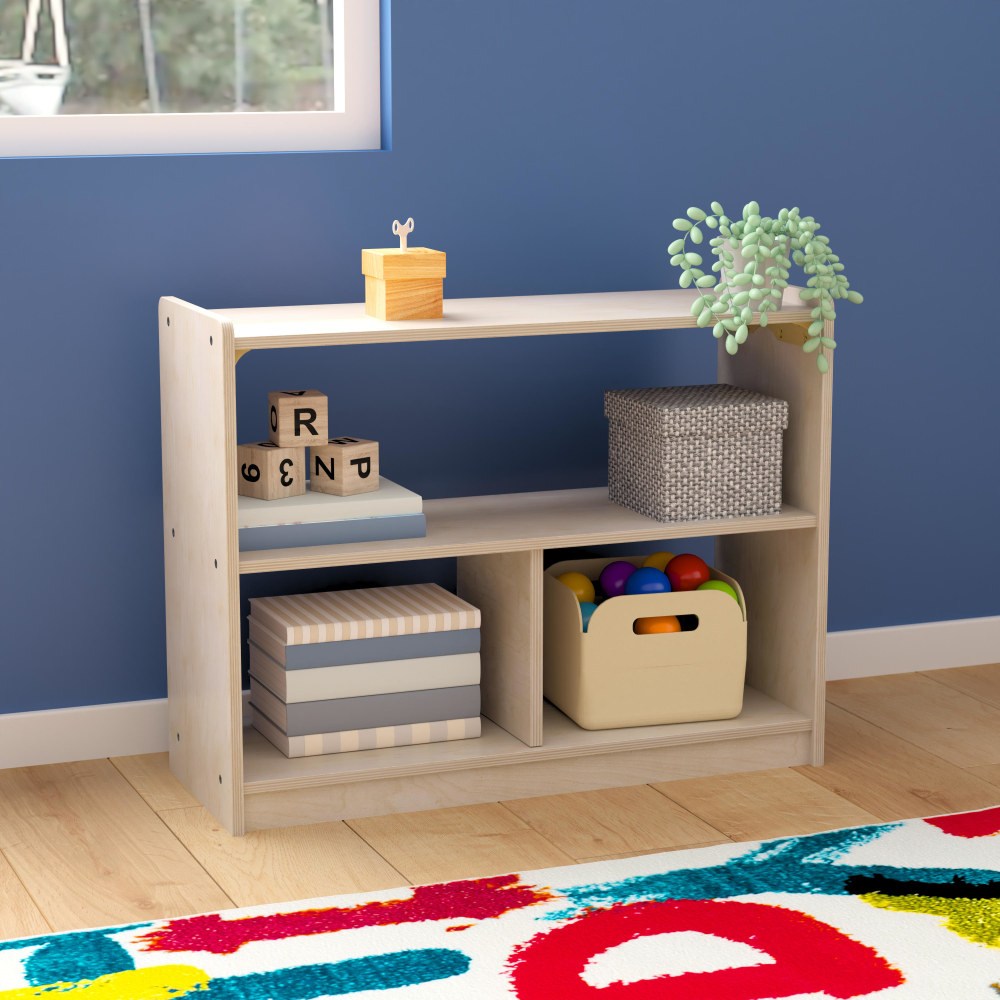 Flash Furniture Bright Beginnings Commercial Modular Wooden Classroom Open Storage Unit, 24-1/2inH x 31-1/2inW x 11-3/4inD, Beech MPN:MKKE23933