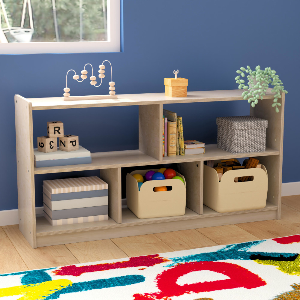 Flash Furniture Bright Beginnings Commercial Modular Wood Classroom Open Storage Unit, 24-1/2inH x 47-1/4inW x 11-3/4inD, Beech MPN:MKKE23957