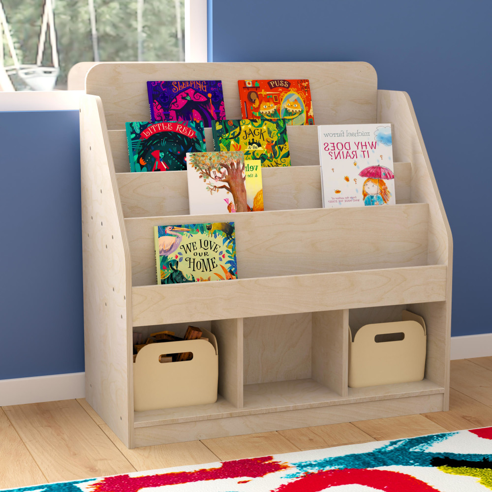 Flash Furniture Bright Beginnings Commercial-Grade Modular Wooden Classroom Tiered Bookstand, Beech - MKKE24282 MPN:MKKE24282