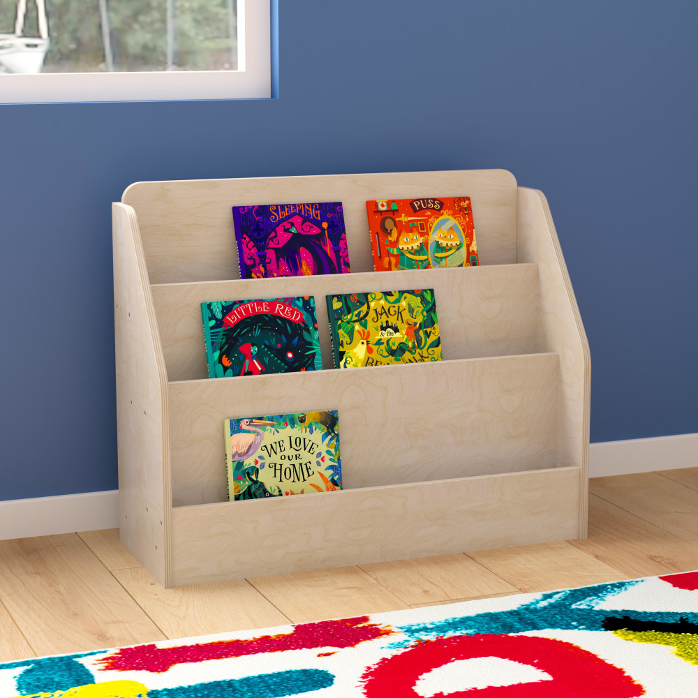 Flash Furniture Bright Beginnings Commercial Modular Wooden Classroom Book Display Shelf, 25-3/4inH x 31-1/2inW x 11-3/4inD, Beech MPN:MKKE24299