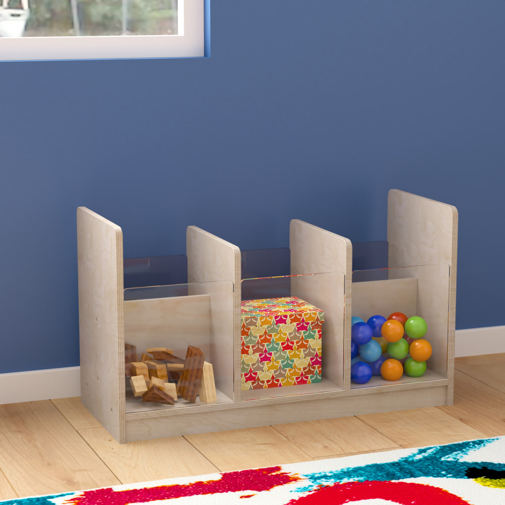 Flash Furniture Bright Beginnings Commercial-Grade Modular Double-Sided Multipurpose Wooden Classroom Storage Unit, Beech - MKKE24558 MPN:MKKE24558