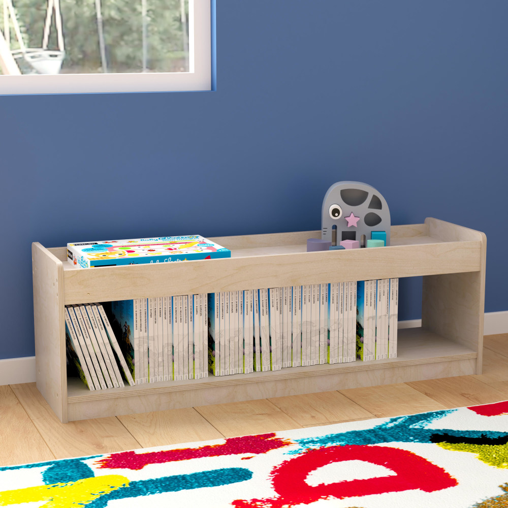 Flash Furniture Bright Beginnings Commercial-Grade Modular Wooden Classroom Open Storage Unit With Upper Shelf, 16inH x 47-1/4inW x 13inD, Beech MPN:MKKE24572