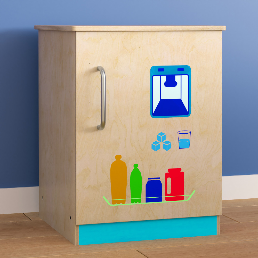 Flash Furniture Bright Beginnings Commercial Grade Wooden Childrens Kitchen Refrigerator, 20-1/2inH x 15-1/2inW x 16-1/2inD, Beech - MKME03508 MPN:MKME03508