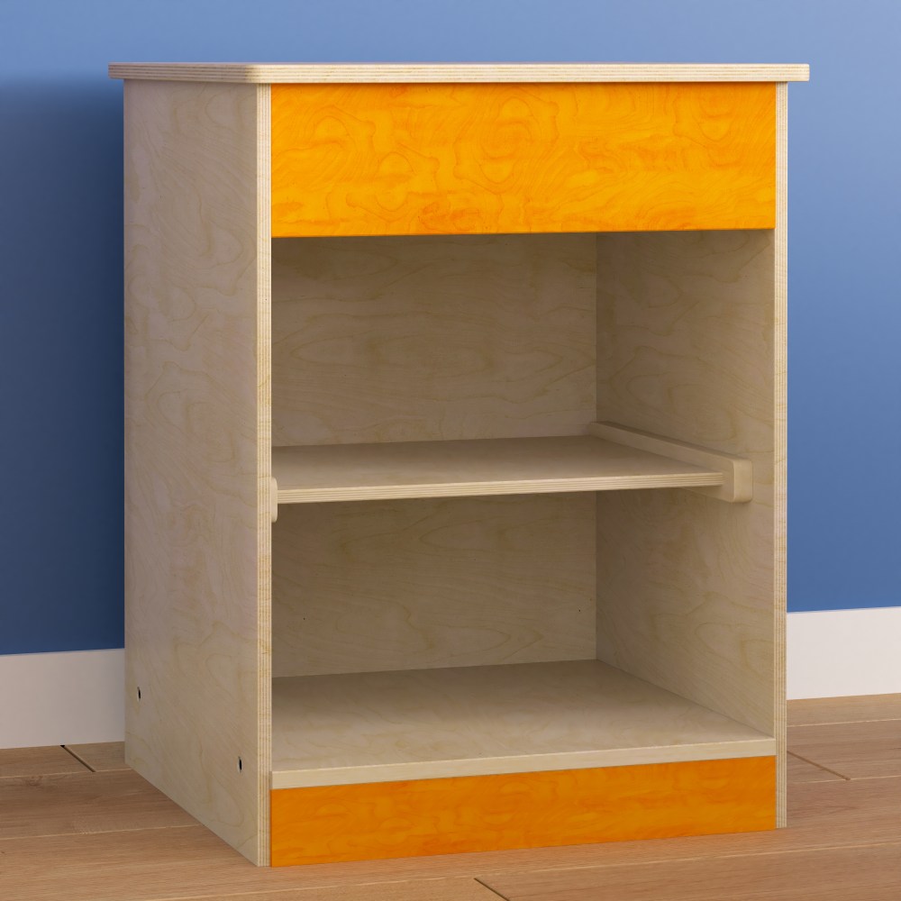 Flash Furniture Bright Beginnings Commercial Grade Wooden Kids 2-Shelf Kitchen Cabinet, 20-1/2inH x 15-1/2inW x 15-1/2inD, Beech MPN:MKME03539