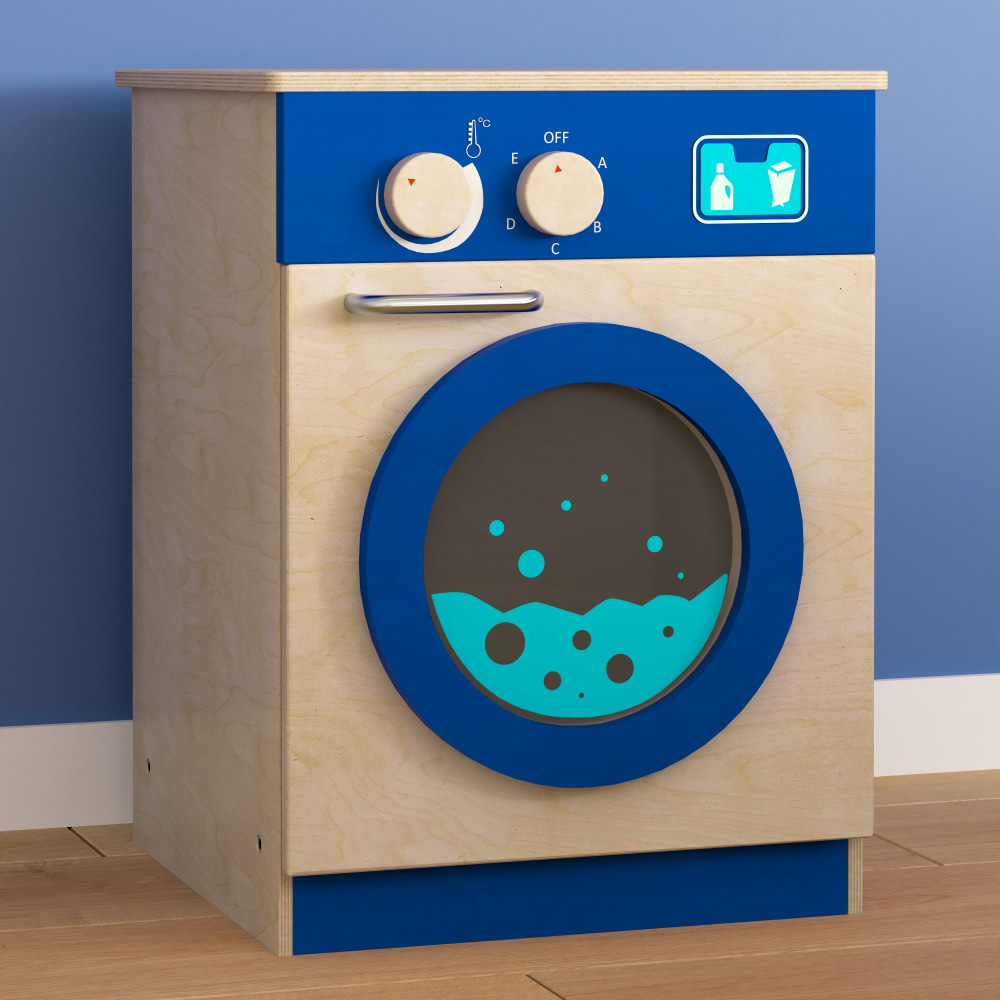 Flash Furniture Bright Beginnings Commercial Grade Wooden Kids Washing Machine, 20-1/2inH x 15-1/2inW x 15-3/4inD, Beech - MKME03546 MPN:MKME03546