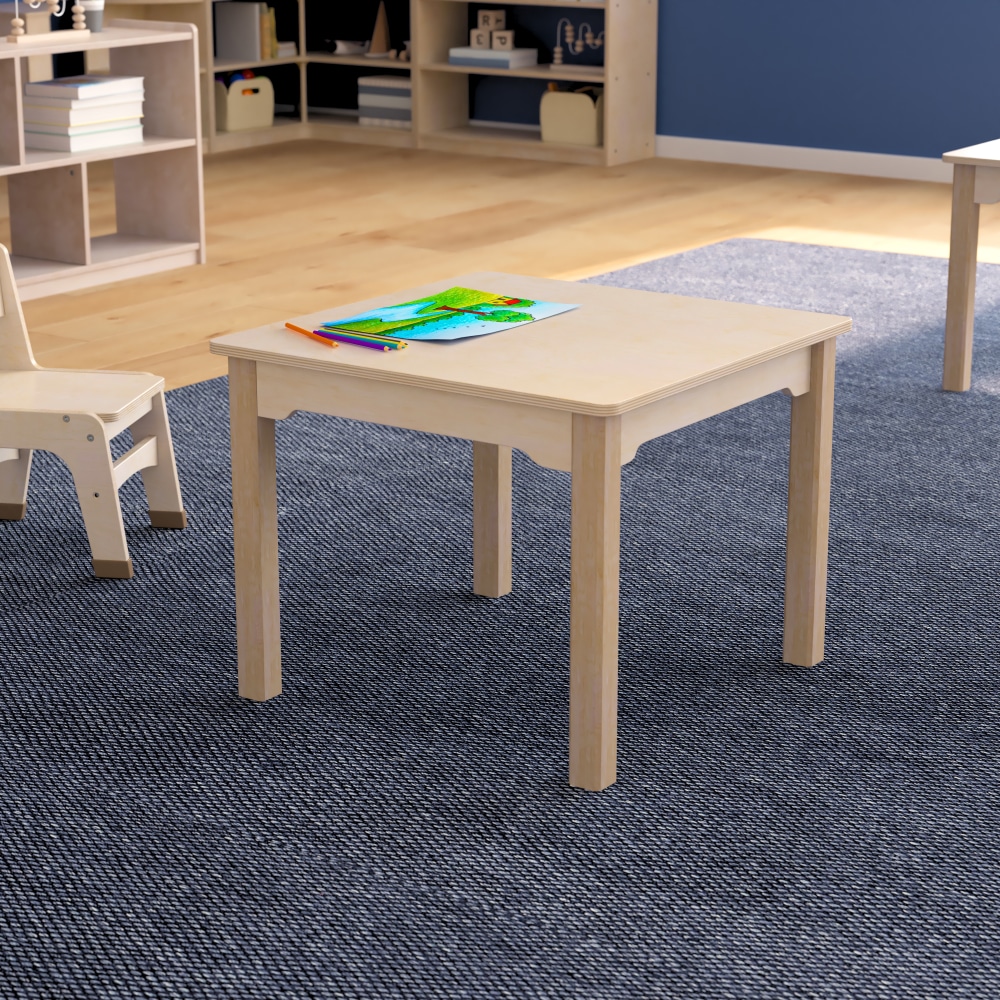 Flash Furniture Bright Beginnings Commercial Wooden Square Preschool Classroom Activity Table, 18inH x 23-1/2inW x 23-1/2inD, Beech MPN:MKME088008