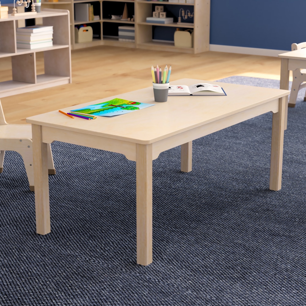 Flash Furniture Bright Beginnings Commercial Rectangular Wooden Preschool Classroom Activity Table, 18inH x 23-1/2inW x 47-1/4inD, Beech MPN:MKME088011