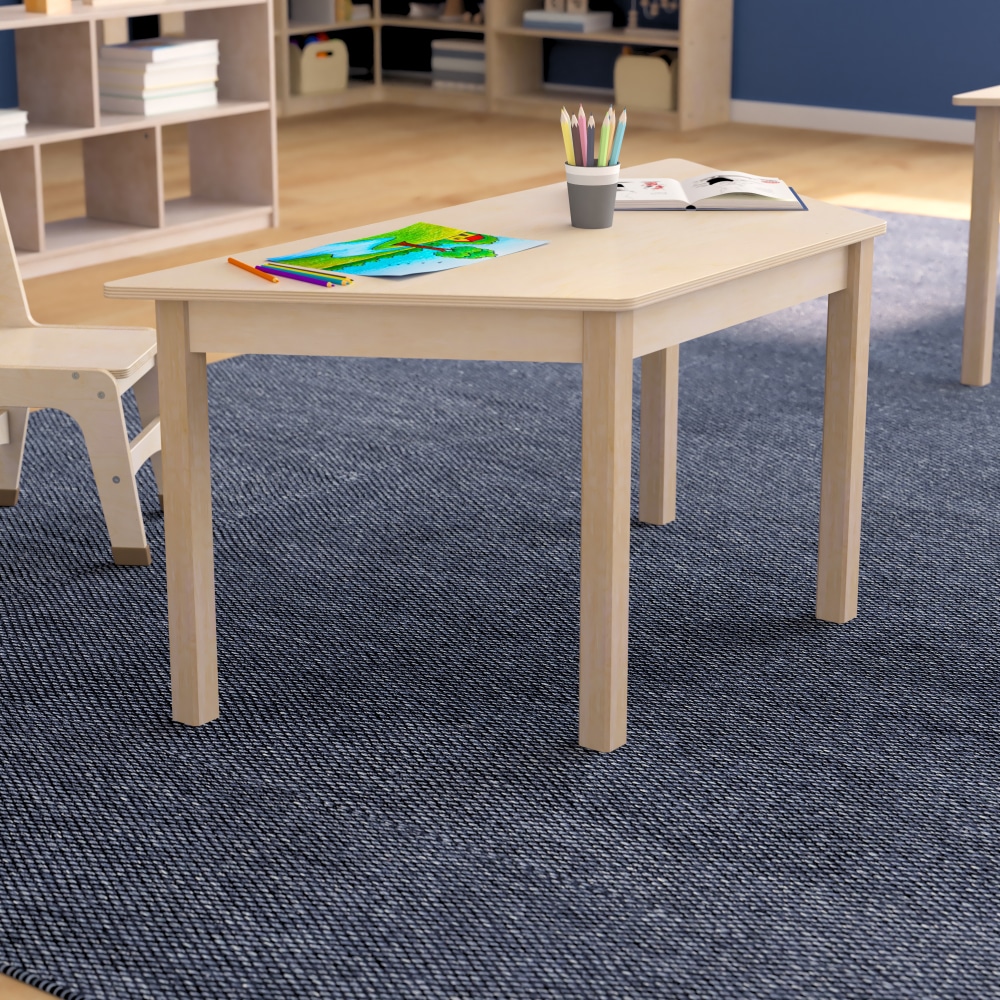 Flash Furniture Bright Beginnings Commercial Grade Trapezoid Wood Preschool Classroom Activity Table, 21inH x 20-3/4inW x 47inD, Beech MPN:MKME088018