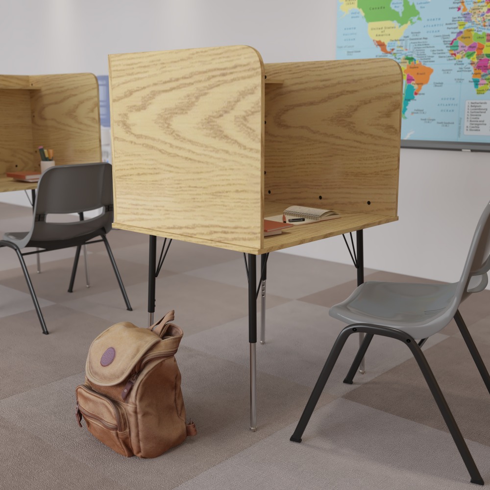 Flash Furniture 36inW Student Desk/Carrel With Top Shelf, Oak MPN:MTM6221SGLSCOAK