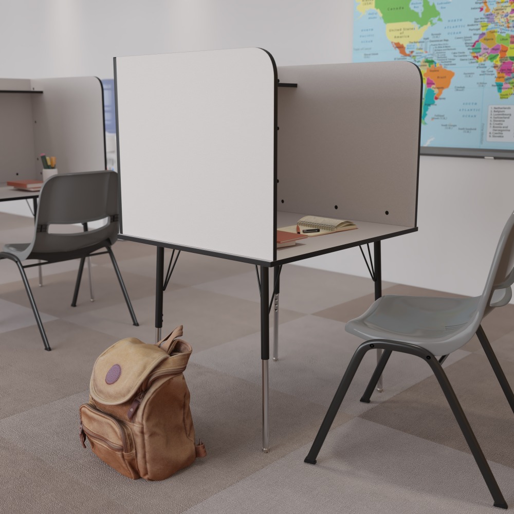 Flash Furniture 36inW Student Desk/Carrel With Top Shelf, Nebula Gray MPN:MTM6221SSCGREY
