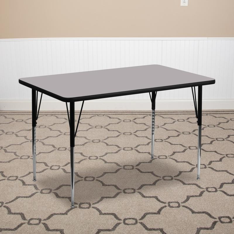 Flash Furniture Rectangular Activity Table, 24inW x 48inD, Gray/Chrome MPN:XU-A2448-REC-GY-T-A-GG