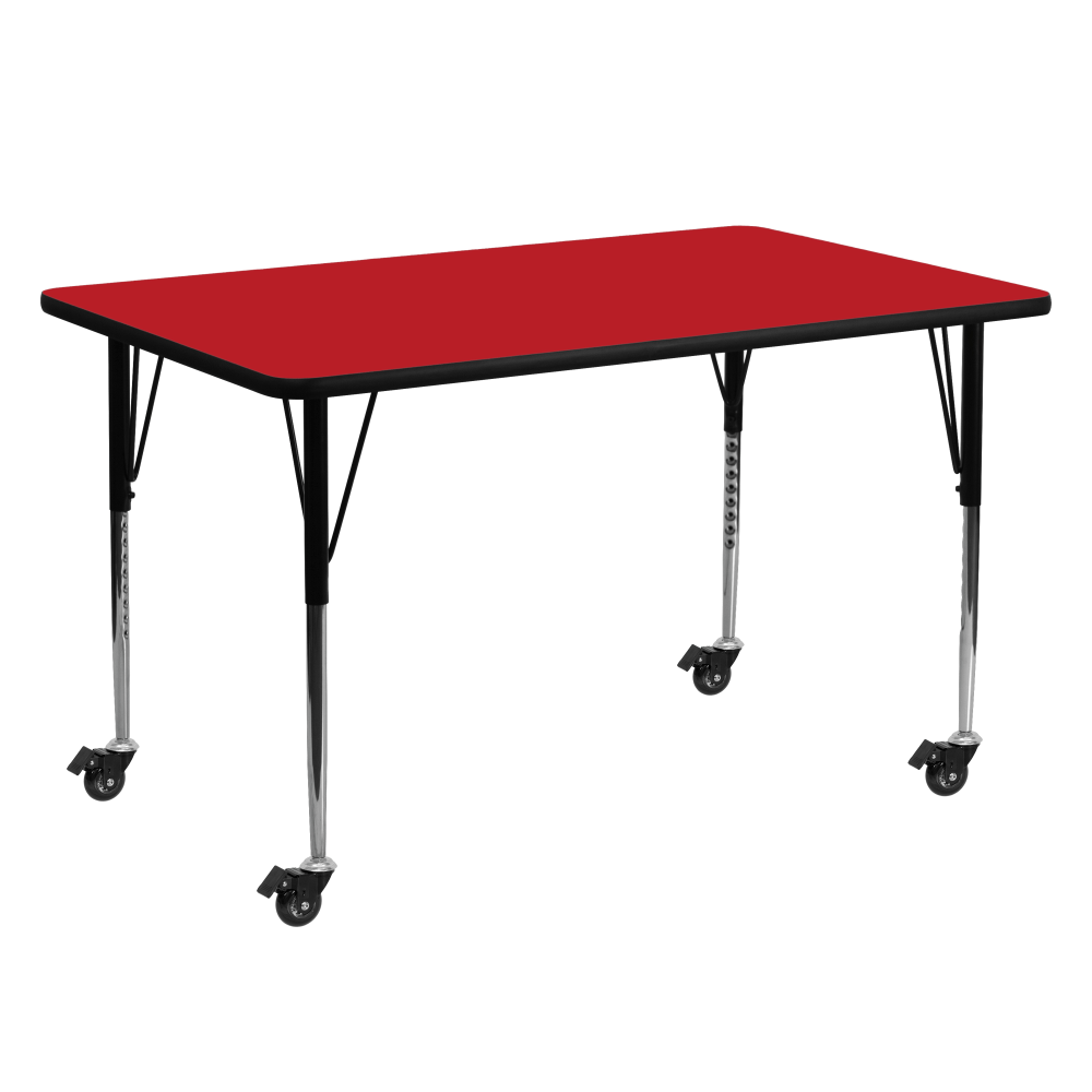 Flash Furniture Mobile Rectangular HP Laminate Activity Table, 24ft