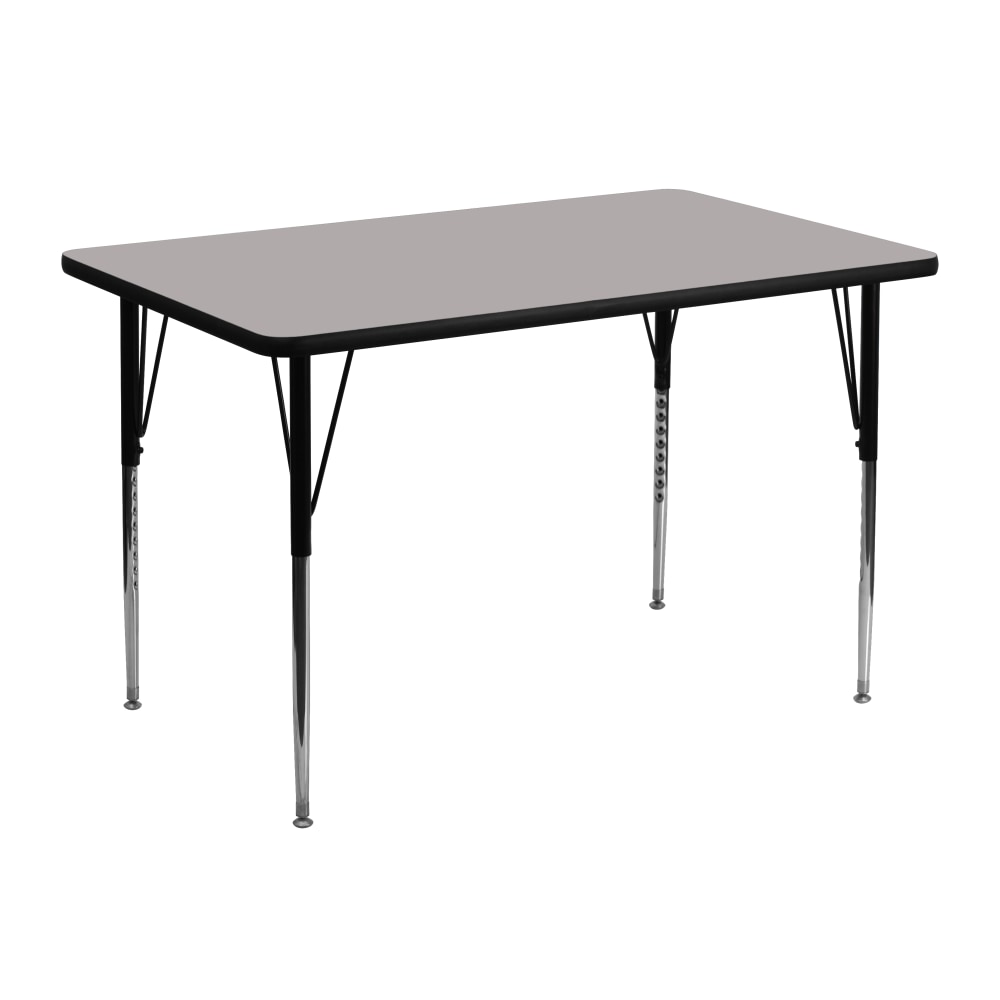 Flash Furniture Rectangular HP Laminate Activity Table With Standard Height-Adjustable Legs, 30-1/4inH x 30inW x 48inD, Gray MPN:XUA3048RECGYHA
