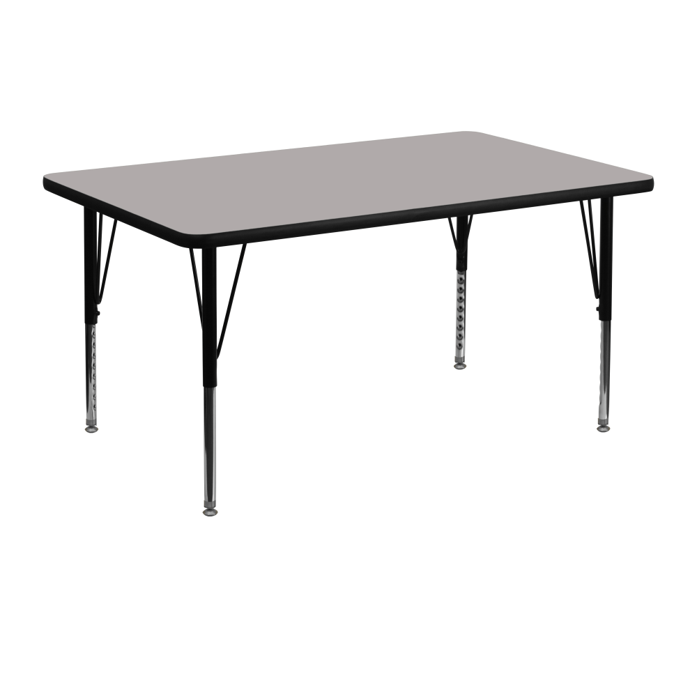 Flash Furniture Rectangular HP Laminate Activity Table With Height-Adjustable Short Legs, 25-1/4inH x 30inW x 48inD, Gray MPN:XUA3048RECGYHP
