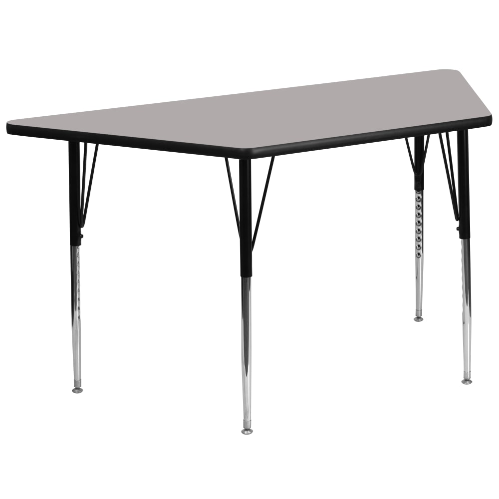 Flash Furniture 60inW Trapezoid HP Laminate Activity Table With Standard Height-Adjustable Legs, Gray MPN:XUA3060TRAPGYHA