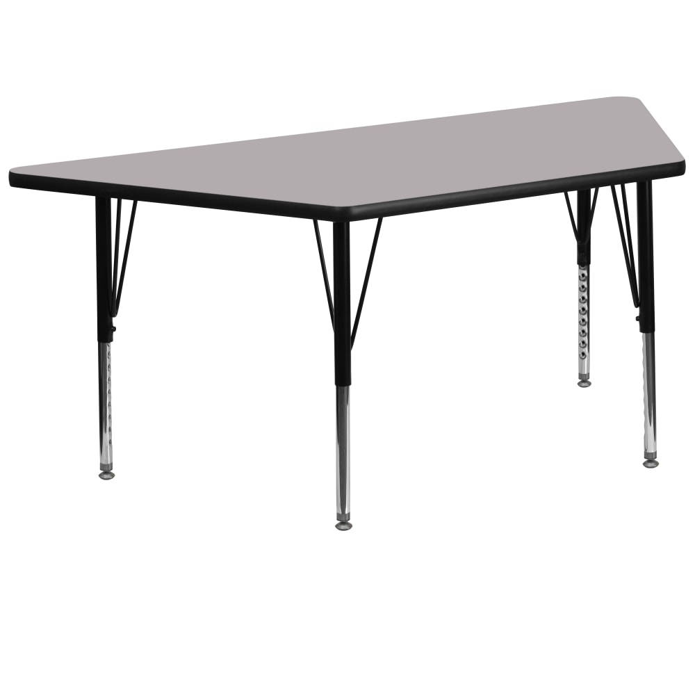 Flash Furniture Trapezoid Thermal Laminate Activity Table With Height-Adjustable Short Legs, 25-1/8inH x 29inW x 57inD, Gray MPN:XUA3060TRAPGYTP