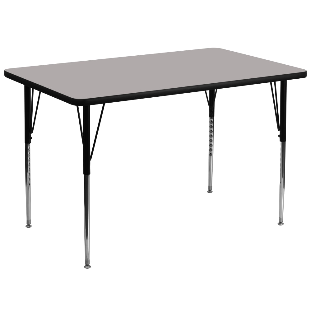 Flash Furniture Rectangular HP Laminate Activity Table With Standard Height-Adjustable Legs, 30-1/4inH x 36inW x 72inD, Gray MPN:XUA3672RECGYHA