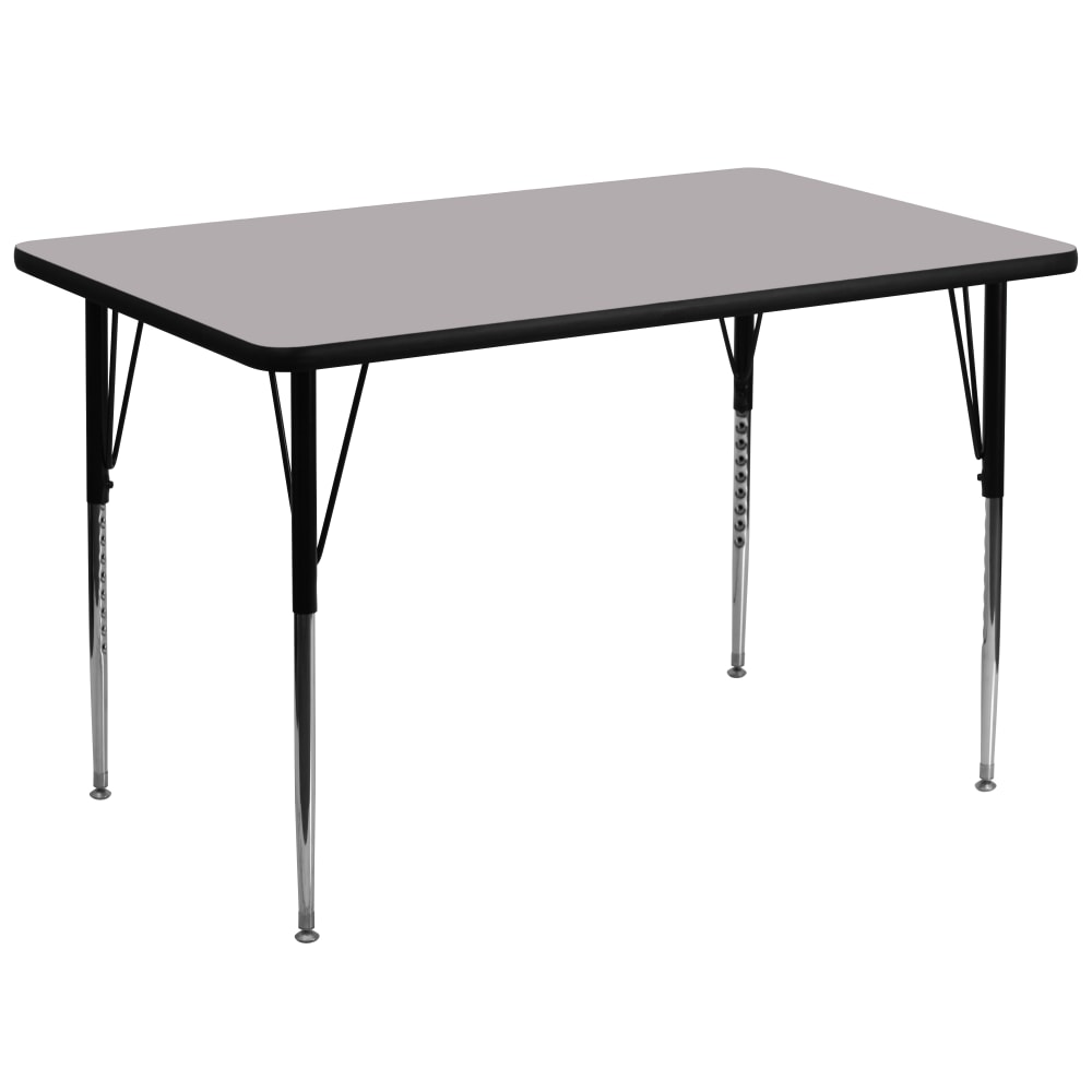 Flash Furniture 72inW Rectangular Thermal Laminate Activity Table With Standard Height-Adjustable Legs, Gray MPN:XUA3672RECGYTA
