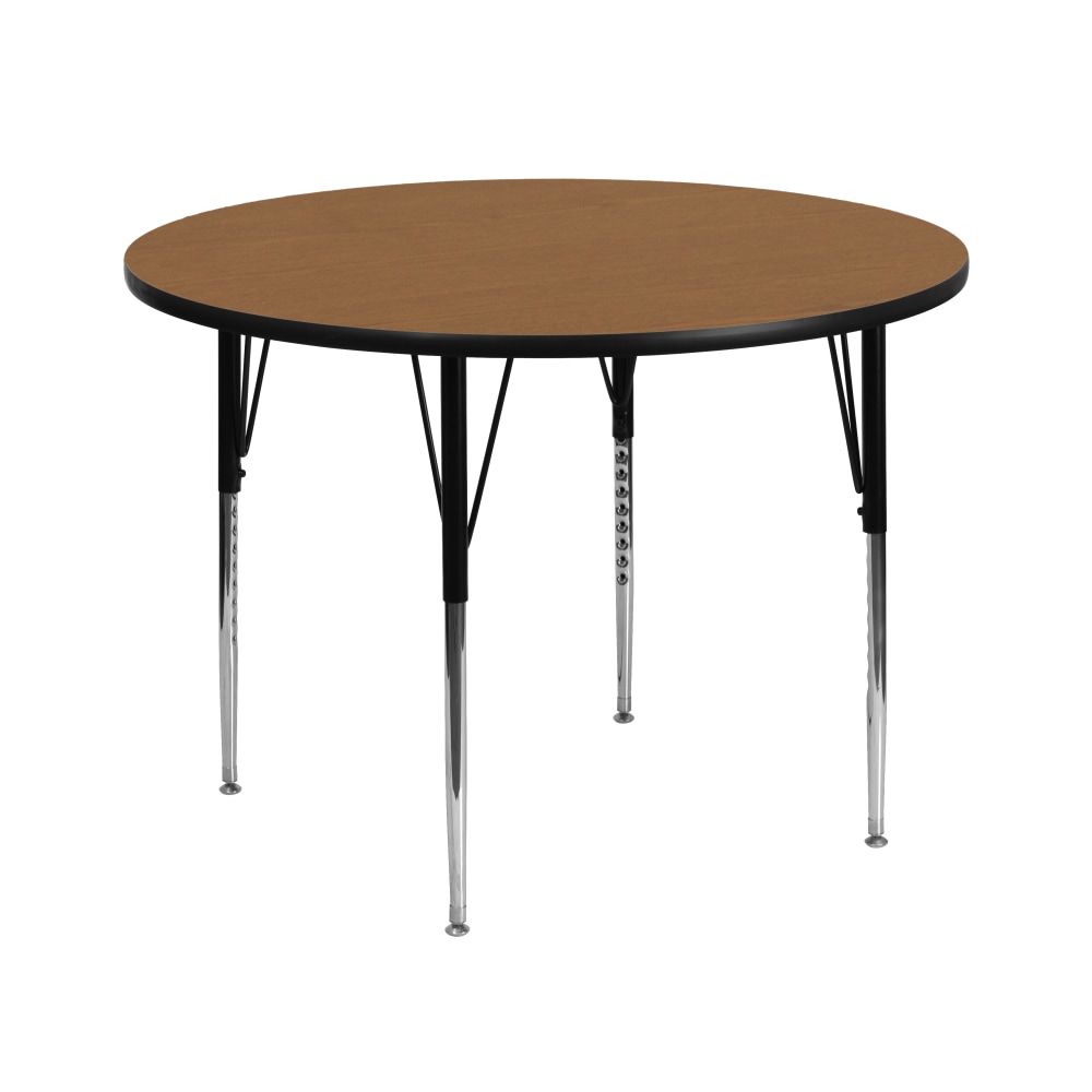 Flash Furniture 42in Round Activity Table With Standard Height-Adjustable Legs, Oak MPN:XUA42RNDOAKTA