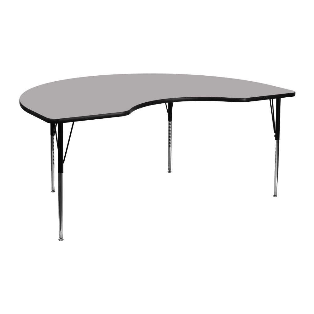 Flash Furniture High-Pressure Laminate Kidney Activity Table With Height-Adjustable Legs, 30-1/4inH x 48inW x 72inD, Gray MPN:XUA4872KIDGYHA