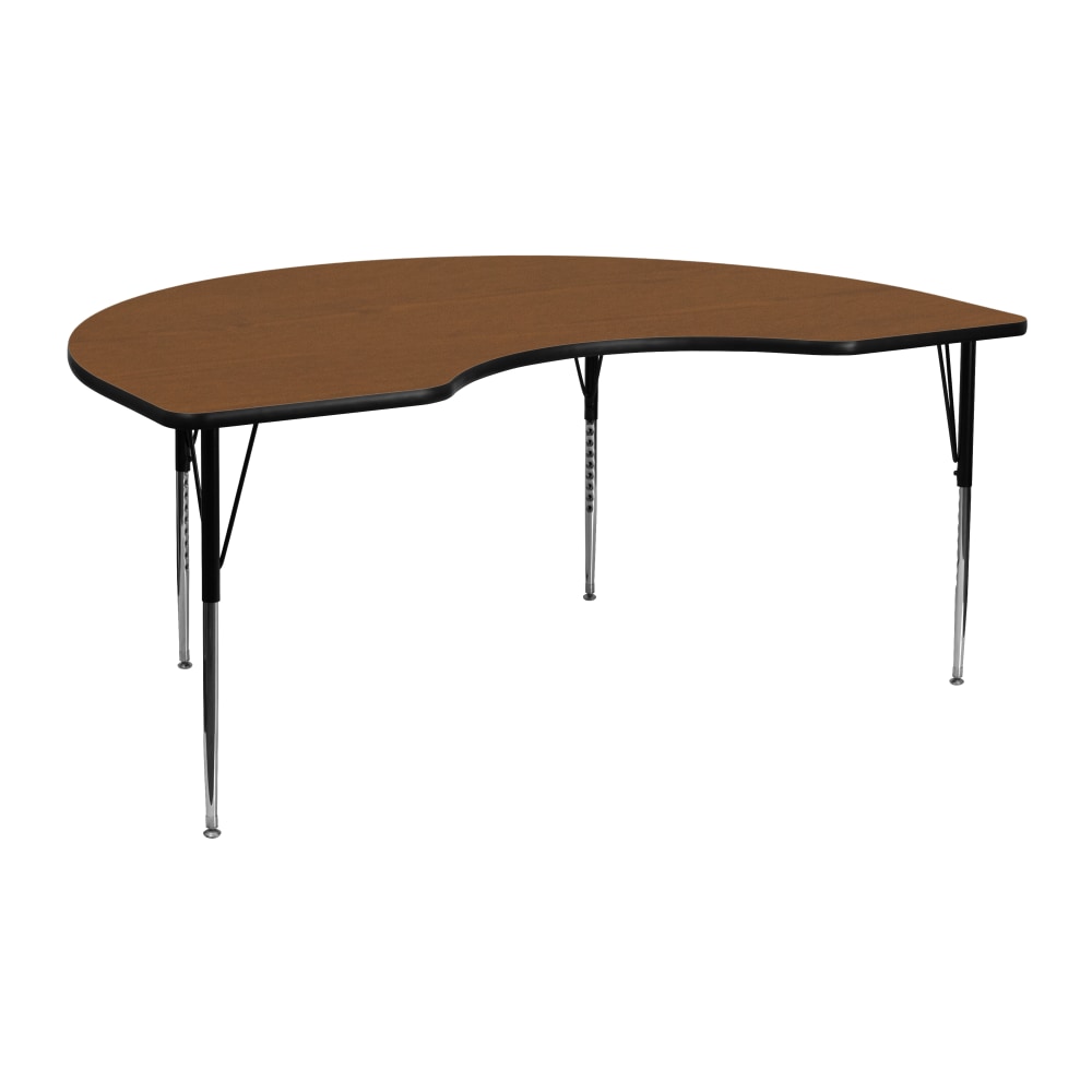 Flash Furniture High-Pressure Laminate Kidney Activity Table With Height-Adjustable Legs, 30-1/4inH x 48inW x 72inD, Oak MPN:XUA4872KIDOAKHA