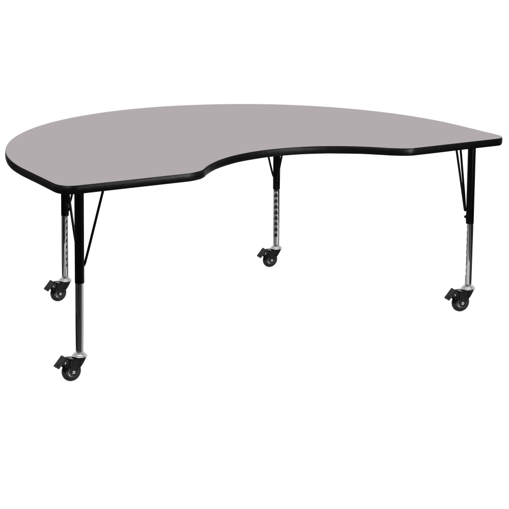 Flash Furniture Mobile Height Adjustable Thermal Laminate Kidney Activity Table, 25-3/8inH x 48ft