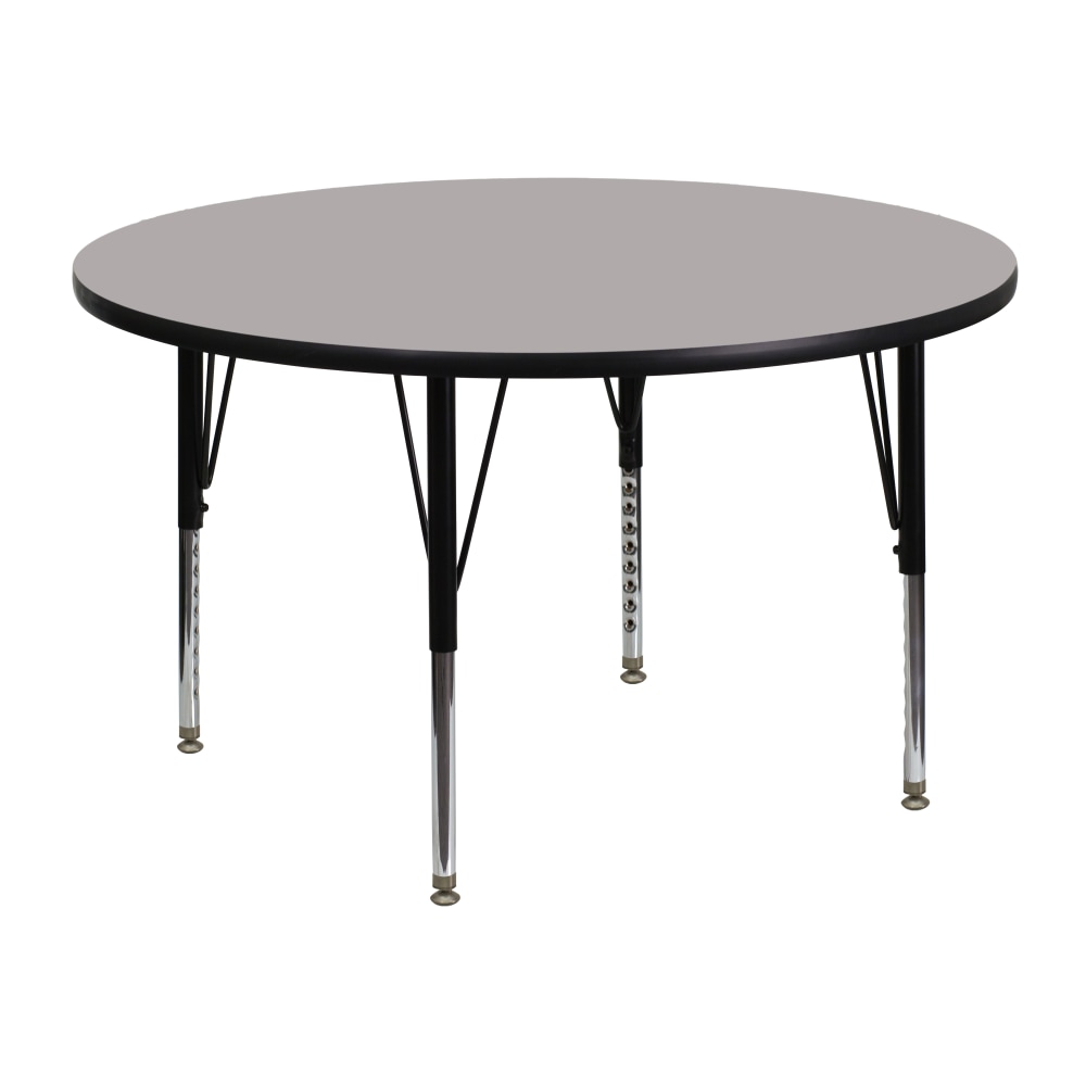 Flash Furniture 48in Round HP Laminate Activity Table With Short Height-Adjustable Legs, Gray MPN:XUA48RNDGYHP