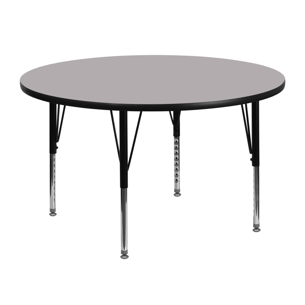 Flash Furniture Round Thermal Laminate Activity Table With Height-Adjustable Short Legs, 25-1/8inH x 48inW x 48inD, Gray MPN:XUA48RNDGYTP