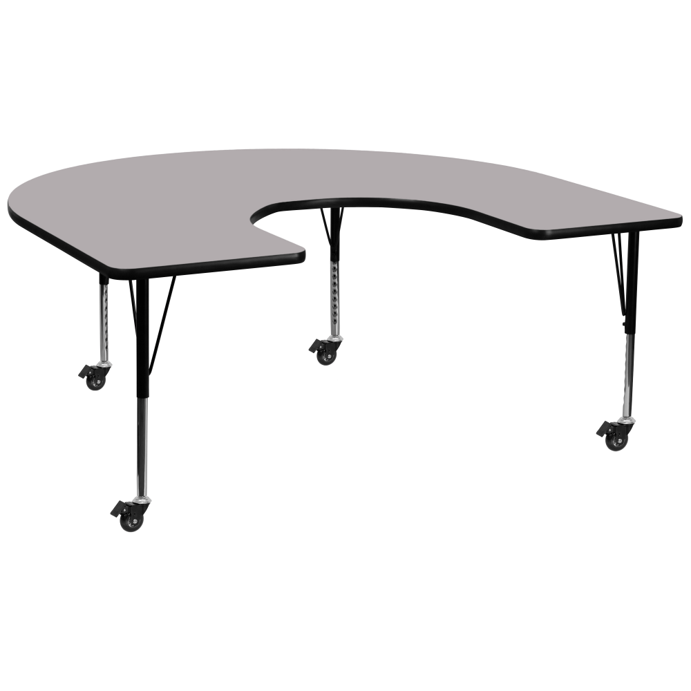 Flash Furniture Mobile Height Adjustable Thermal Laminate Horseshoe Activity Table, 25-3/8inH x 60ft