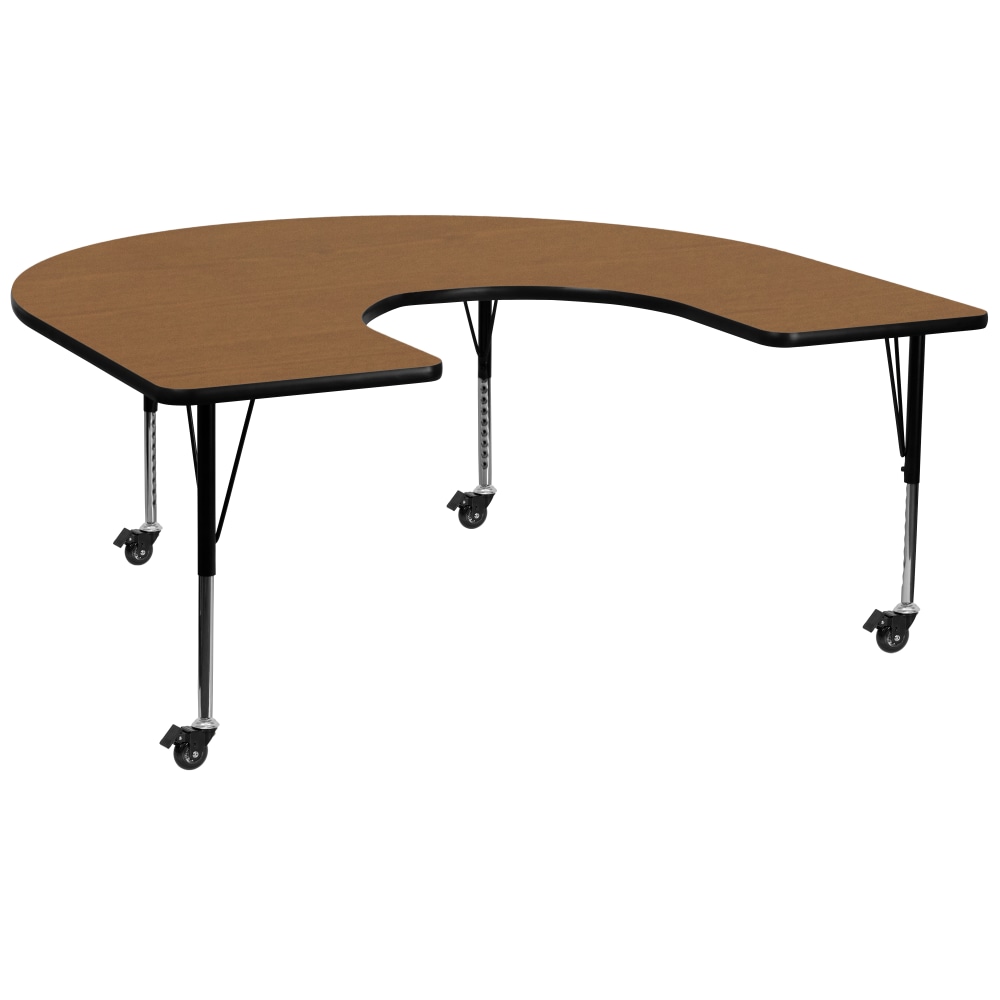 Flash Furniture Mobile Height Adjustable Thermal Laminate Horseshoe Activity Table, 25-3/8inH x 60ft
