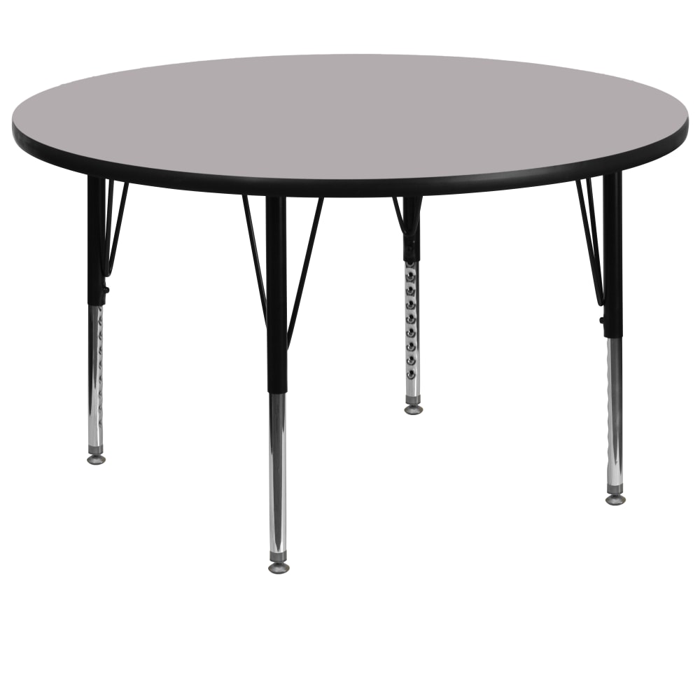 Flash Furniture 60in Round Thermal Laminate Activity Table With Short Height-Adjustable Legs, Gray MPN:XUA60RNDGYTP