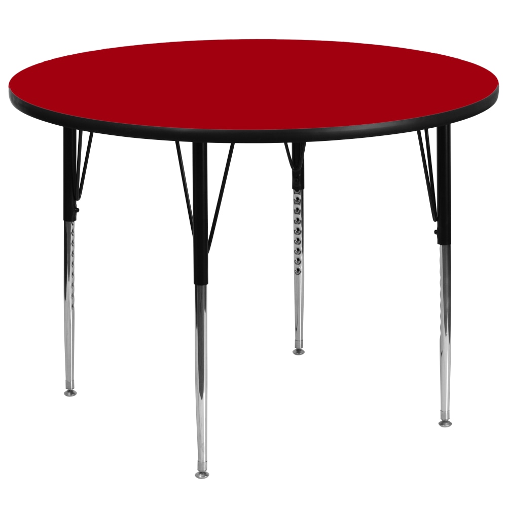 Flash Furniture Round Thermal Laminate Activity Table With Height-Adjustable Legs, 30-1/8in x 60in, Red MPN:XUA60RNDREDTA