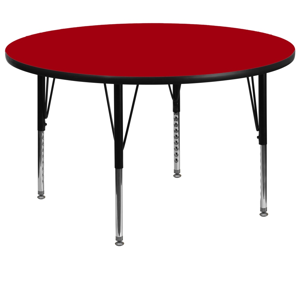 Flash Furniture Round Thermal Laminate Activity Table With Short Height-Adjustable Legs, 25-1/8in x 60in, Red MPN:XUA60RNDREDTP