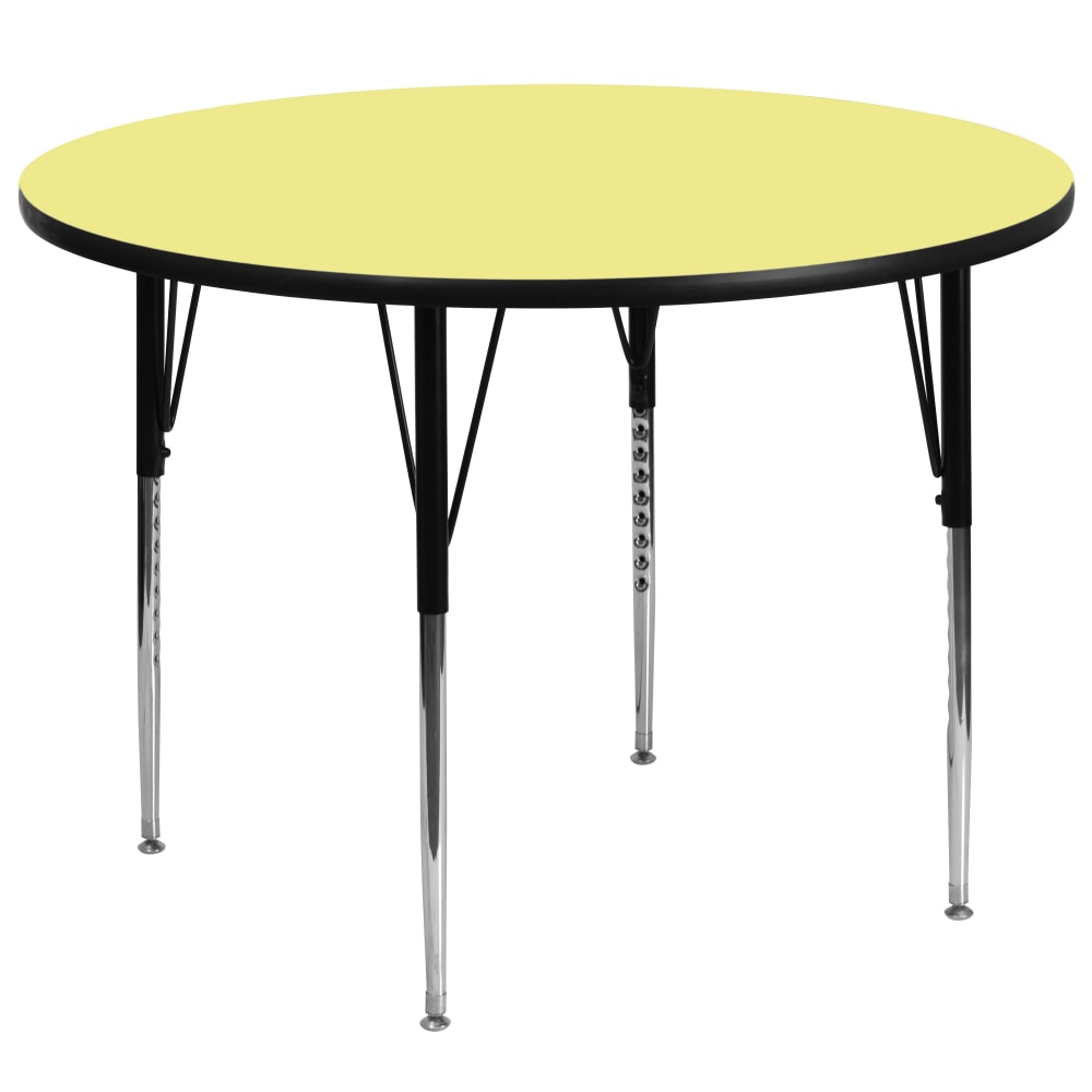 Flash Furniture Round Thermal Laminate Activity Table With Height-Adjustable Legs, 30-1/8in x 60in, Yellow MPN:XUA60RNDYELTA