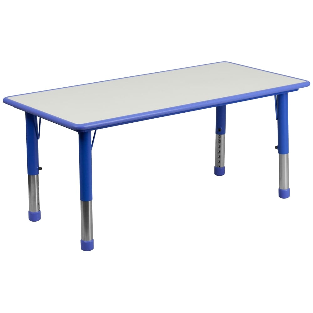 Flash Furniture Height-Adjustable Activity Table, 23-1/2inH x 23-5/8inW x 47-1/4inD, Gray/Blue MPN:YU060RECTBLBL