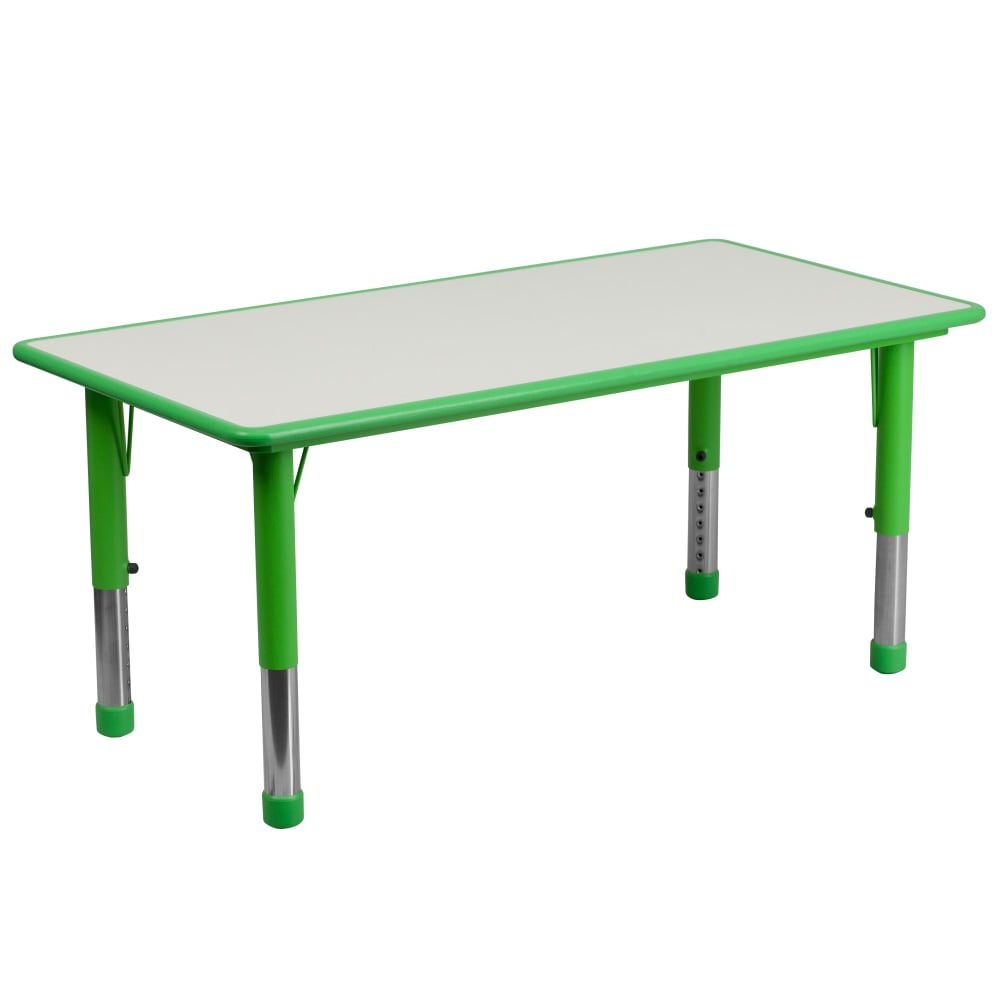 Flash Furniture Height-Adjustable Activity Table, 23-1/2inH x 23-5/8inW x 47-1/4inD, Gray/Green MPN:YU060RECTBLGN