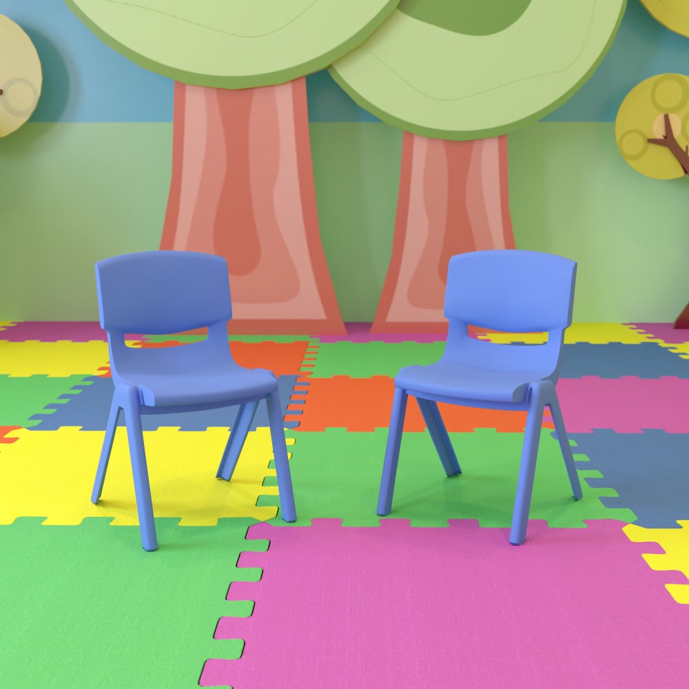 Flash Furniture Plastic Stackable School Chairs With 12in Seat Height, Blue, Set Of 2 Chairs MPN:2YUYCX002BLUE