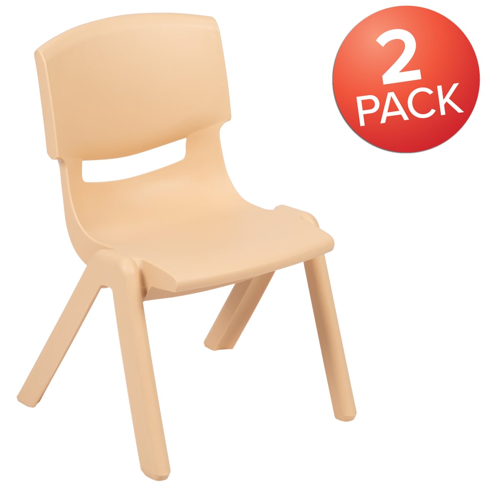 Flash Furniture Plastic Stackable School Chairs With 12in Seat Height, Natural, Set Of 2 Chairs MPN:2YUYCX002NAT
