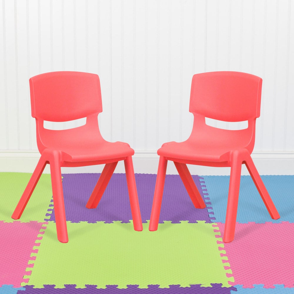 Flash Furniture Plastic Stackable School Chairs With 12in Seat Height, Red, Set Of 2 Chairs MPN:2YUYCX002RED