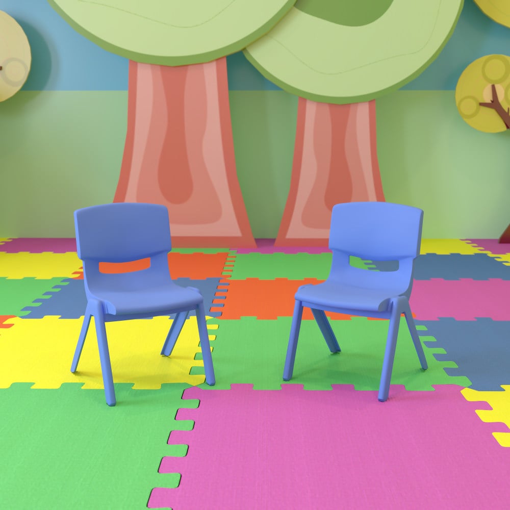 Flash Furniture Plastic Stackable School Chairs With 10-1/2in Seat Height, Blue, Set Of 2 Chairs MPN:2YUYCX003BLUE