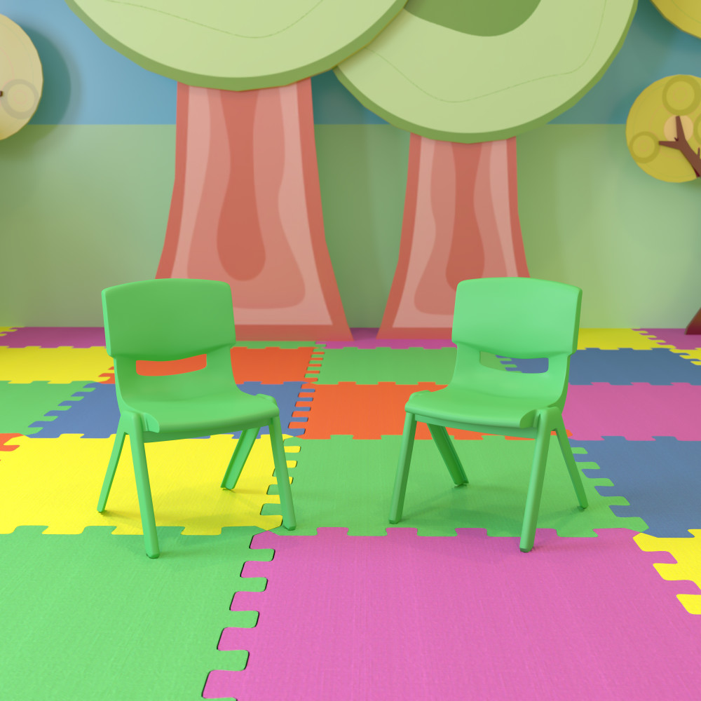 Flash Furniture Plastic Stackable School Chairs With 10-1/2in Seat Height, Green, Set Of 2 Chairs MPN:2YUYCX003GREEN
